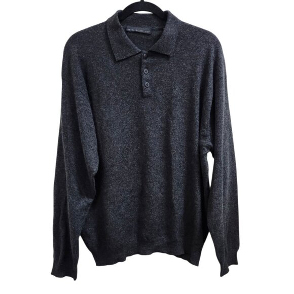 Metropolitan View 100% Cashmere Mens Polo Sweater L Gray Soft Luxury Knit Pullov - Picture 2 of 11